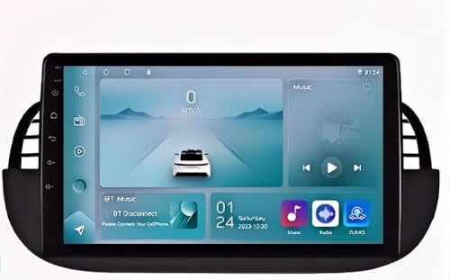 hizpo 9 Zoll Touchscreen Autoradio Kompatibel mit FIAT 500 2007-2014 mit Carplay/Android Auto 8-Core-UPC 4+32GB Dab Autoradio Adapter WiFi 4G Mirror Link (Schwarz-1) von hizpo