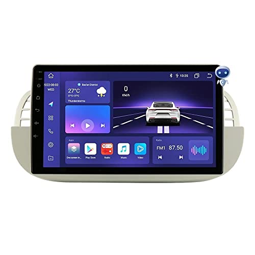 hizpo 9 Zoll Touchscreen Autoradio Kompatibel mit FIAT 500 2007-2014 mit Carplay/Android Auto 8-Core-UPC 4+32GB Dab Autoradio Adapter WiFi 4G Mirror Link (Weiß) von hizpo