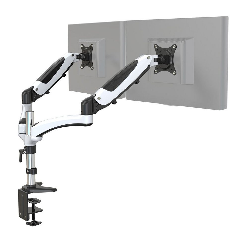 hjh OFFICE Monitorhalterung VM-MG2 Aluminium Monitor-Halterung, (bis 27 Zoll, Monitorarm, Kabelmanager integriert, drehbar, schwenkbar und neigbar) von hjh OFFICE