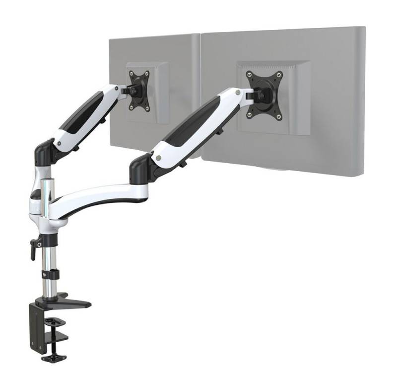 hjh OFFICE Monitorhalterung VM-MG2 Aluminium Monitor-Halterung, (bis 27 Zoll, Monitorarm, Kabelmanager integriert, drehbar, schwenkbar und neigbar) von hjh OFFICE
