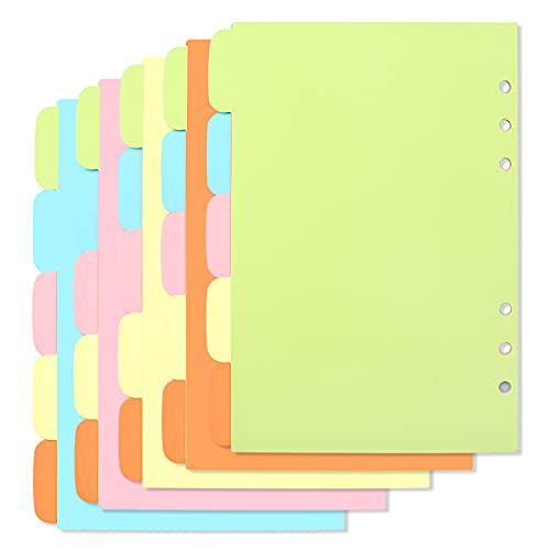 Hocadon A5 Trennblätter - 25 Blätter/5 Sets, 6 Loch, 5 Farbige Register für Ringbuch, Planer, Notizbuch (21 * 14cm) von hocadon