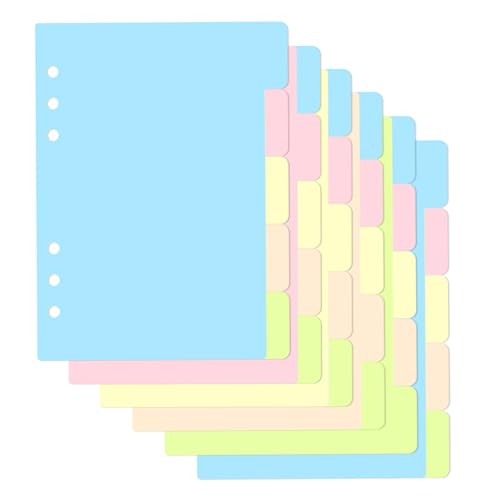 Hocadon A5 Trennblätter - 30 Blätter/6 Sets, 6 Loch Register für Ringbuch, Planer, Notizbuch (21x14cm) von hocadon