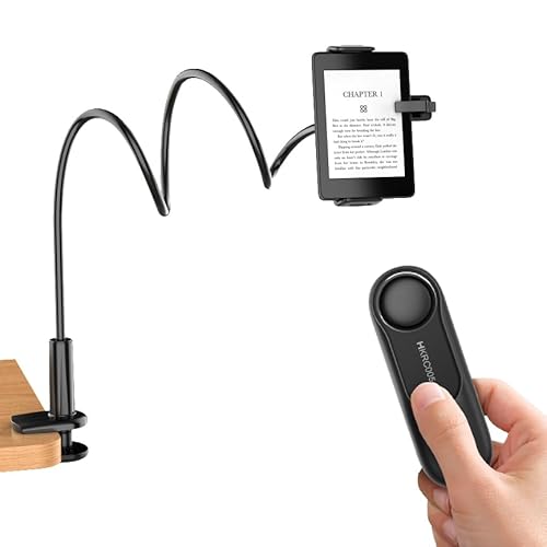 Hogance Tablet-Halterung für Kindle-Lesen mit RF Fernbedienung Seitenwenden (HKRC005), eReader Halter Ständer mit RF-Fernbedienung zum Umblättern, Zubehör für Kindle-Lesen im Bett, Geschenke für Leser von hogance