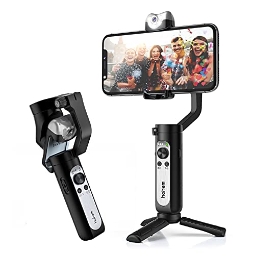 Gimbal Stabilisator für Smartphone, hohem iSteady V2 3 Achsen Gimbal mit Intelligent Visual Tracking, Handy Gimbal mit Gestensteuerung/Regulierbares Fülllicht, Gimbal Faltbar für iPhone/Samsung/Huawei von hohem