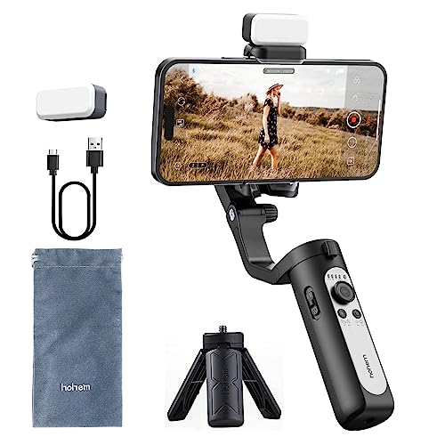 HoHem Smartphone Gimbal iSteady XE Kit 3-Achsen-Handy-Stabilisator für iPhone 14 13 Pro Max & Android,Füllen Licht,One-Key Inception für Youtuber,Vlog,Video-Aufzeichnung,Live-Stream(Farbe Schwarz) von hohem