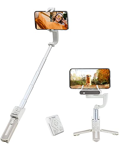 Single Achsen Smartphone Gimbal, hohem iSteady Q 4 in 1 Stabilisator mit Tripod, Selfie Stick Stativ, Bluetooth Fernbedienung, 360° Rotation & Gesichtsverfolgung, für iPhone 14 Pro/Samsung/Huawei von hohem