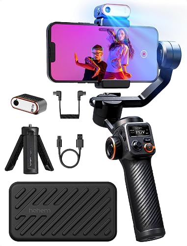 hohem iSteady M6 Kit 3-Achsen-Handy Stabilisator, Gimbal Smartphone mit Magnetischer AI-Tracker, Einstellbares CCT/RGB-Fülllicht, 0,91 Zoll OLED-Display, Max. Nutzlast 400g, Gimbal für Volgging von hohem