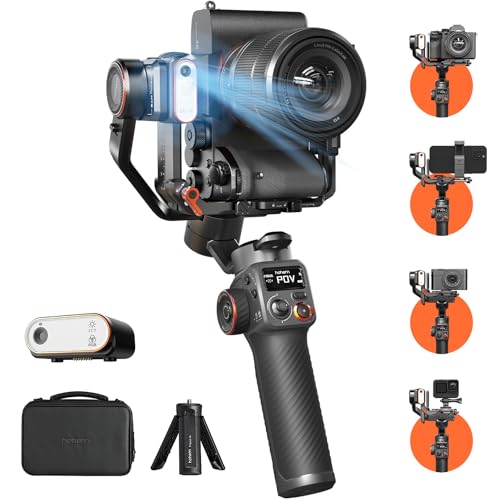 hohem iSteady MT2 Kit Kamera Stabilisator, Gimbal mit AI Tracker/Magnetisches Aufhelllicht, All-in-One Stabilisator für spiegellose Kamera Smartphone Kompakt/Action Kamera, Native Vertikalaufnahmen von hohem