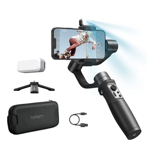 hohem iSteady Mobile Plus Kit Smartphone Gimbal Stabilisator,3-Achsen Handy Gimbal mit Licht,360° unendliche Rotation,Maximale Nutzlast 280g,Android und Phone Gimbal,YouTube TikTok Video Stabilisator von hohem