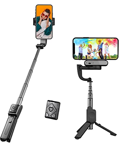 hohem iSteady Q Gimbal Smartphone Stabilisator Single Achsen, 4-in-1 Selfie Stick Stativ, Bluetooth Fernbedienung, 360° Rotation & Gesichtsverfolgung, Selfie-Stangen für iPhone 14 Pro Max/iOS/Android von hohem