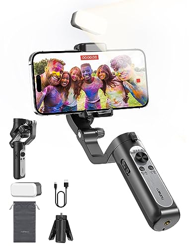 hohem iSteady XE Kit Gimbal für Smartphone, 3-Achsen Stabilisator für iPhone & Android mit Magnetisch Verstellbarem Fülllicht, Tragbarer Handy-Stabilisator für Videoaufnahmen/YouTube/TikTok von hohem