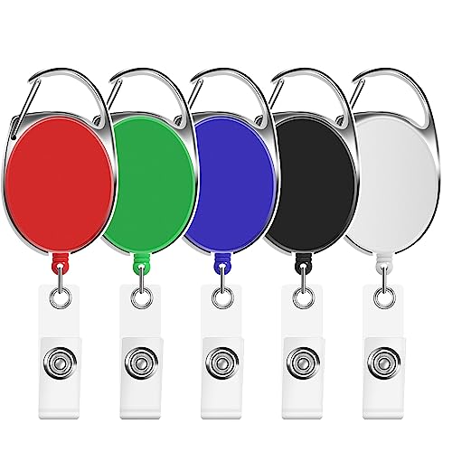 Schlüsselanhänger Ausziehbar, 5 Stück schlüsselband ausziehbar Schlüsselring Retractable Keychain Einziehbarer Ausweishalter Schlüsselrolle für Schlüssel, Kartenhalter, Schlüsselkarten von hoinya