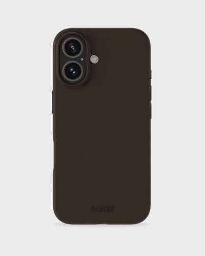 holdit Silikonhülle iPhone 16-0,8mm Ultra dünn Handyhülle Silikon - Trendy Slim Silicone case mit Voller Schutz (erhöhte Kante für Kameraschutz) - Chocolate von holdit