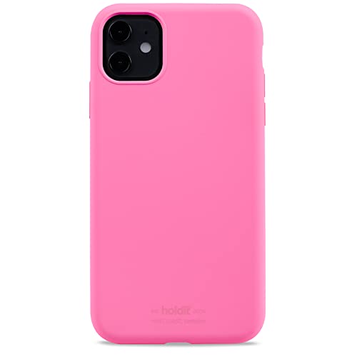 holdit Silikonhülle iPhone 11/Xr (6,1”) - 0,8mm Ultra dünn Handyhülle Silikon - Trendy Slim Silicone case mit Voller Schutz (erhöhte Kante für Kameraschutz) - Bright Pink von holdit
