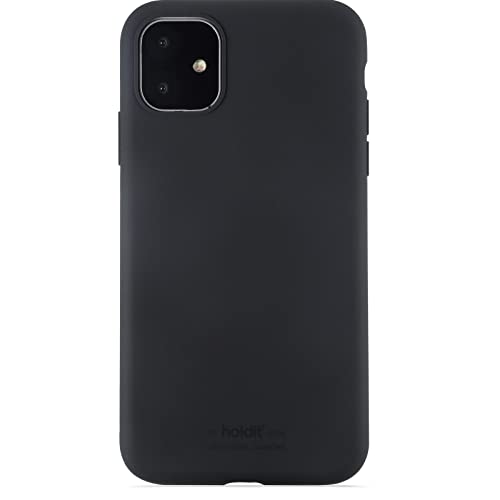 holdit Silikonhülle iPhone 11/Xr (6,1”) - 0,8mm Ultra dünn Handyhülle Silikon - Trendy Slim Silicone case mit Voller Schutz (erhöhte Kante für Kameraschutz) - Schwarz von holdit