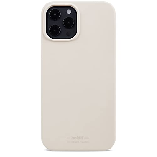 holdit Silikonhülle iPhone 12/12 Pro (6,1”) - 0,8mm Ultra dünn Handyhülle Silikon - Trendy Slim Silicone case mit Voller Schutz (erhöhte Kante für Kameraschutz) - Light Beige von holdit