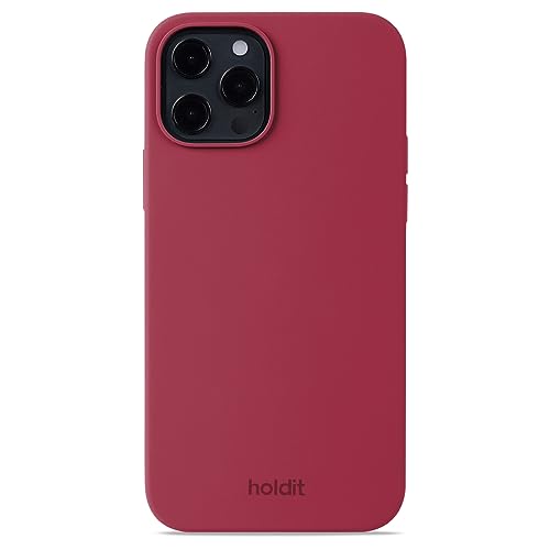 holdit Silikonhülle iPhone 12/12 Pro - 0,8mm Ultra dünn Handyhülle Silikon - Trendy Slim Silicone case mit Voller Schutz (erhöhte Kante für Kameraschutz) - Red Velvet von holdit