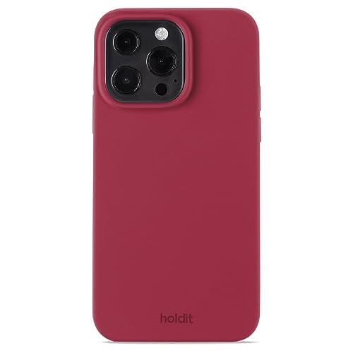 holdit Silikonhülle iPhone 13 Pro - 0,8mm Ultra dünn Handyhülle Silikon - Trendy Slim Silicone case mit Voller Schutz (erhöhte Kante für Kameraschutz) - Red Velvet von holdit