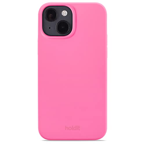 holdit Silikonhülle iPhone 14/13-0,8mm Ultra dünn Handyhülle Silikon - Trendy Slim Silicone case mit Voller Schutz (erhöhte Kante für Kameraschutz) - Bright Pink von holdit