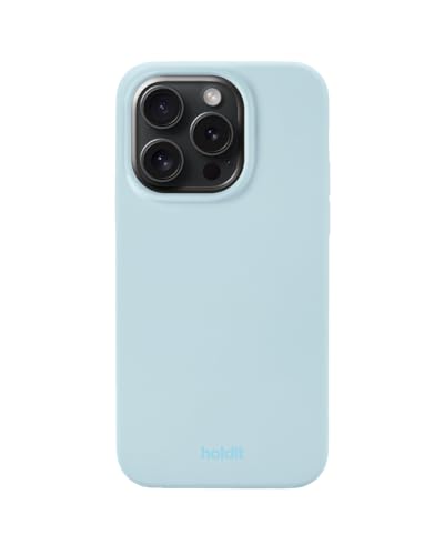 holdit Silikonhülle iPhone 14 Pro - 0,8mm Ultra dünn Handyhülle Silikon - Trendy Slim Silicone case mit Voller Schutz (erhöhte Kante für Kameraschutz) - Mineral Blue von holdit