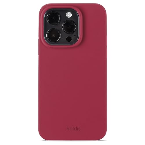 holdit Silikonhülle iPhone 14 Pro - 0,8mm Ultra dünn Handyhülle Silikon - Trendy Slim Silicone case mit Voller Schutz (erhöhte Kante für Kameraschutz) - Red Velvet von holdit