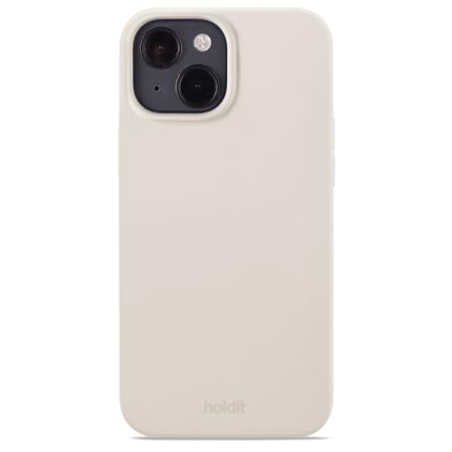 holdit Silikonhülle iPhone 15-0,8mm Ultra dünn Handyhülle Silikon - Trendy Slim Silicone case mit Voller Schutz (erhöhte Kante für Kameraschutz) - Light Beige von holdit