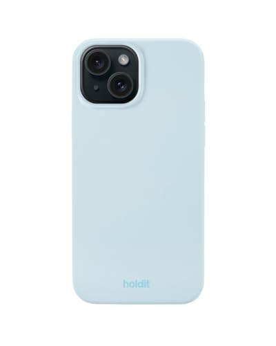 holdit Silikonhülle iPhone 15-0,8mm Ultra dünn Handyhülle Silikon - Trendy Slim Silicone case mit Voller Schutz (erhöhte Kante für Kameraschutz) - Mineral Blue von holdit