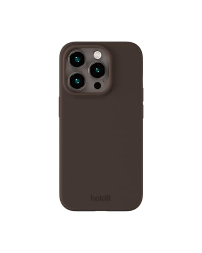 holdit Silikonhülle iPhone 15 Pro - 0,8mm Ultra dünn Handyhülle Silikon - Trendy Slim Silicone case mit Voller Schutz (erhöhte Kante für Kameraschutz) - Chocolate von holdit