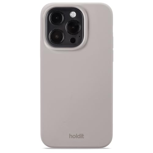 holdit Silikonhülle iPhone 15 Pro - 0,8mm Ultra dünn Handyhülle Silikon - Trendy Slim Silicone case mit Voller Schutz (erhöhte Kante für Kameraschutz) - Taupe von holdit