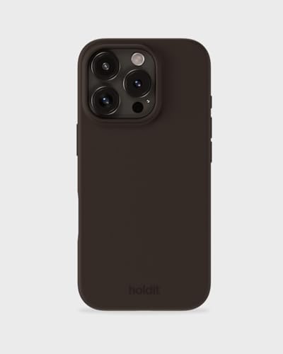 holdit Silikonhülle iPhone 16 Pro - 0,8mm Ultra dünn Handyhülle Silikon - Trendy Slim Silicone case mit Voller Schutz (erhöhte Kante für Kameraschutz) - Chocolate von holdit