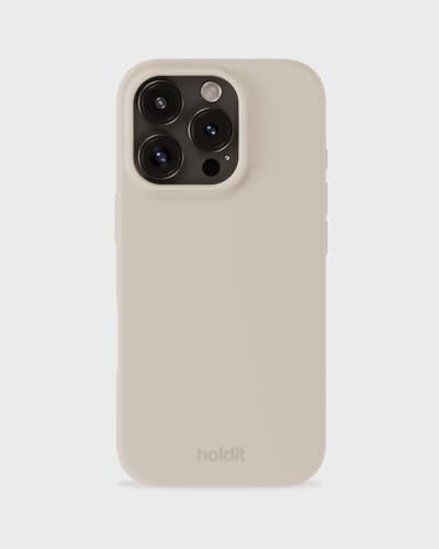 holdit Silikonhülle iPhone 16 Pro - 0,8mm Ultra dünn Handyhülle Silikon - Trendy Slim Silicone case mit Voller Schutz (erhöhte Kante für Kameraschutz) - Light Beige von holdit