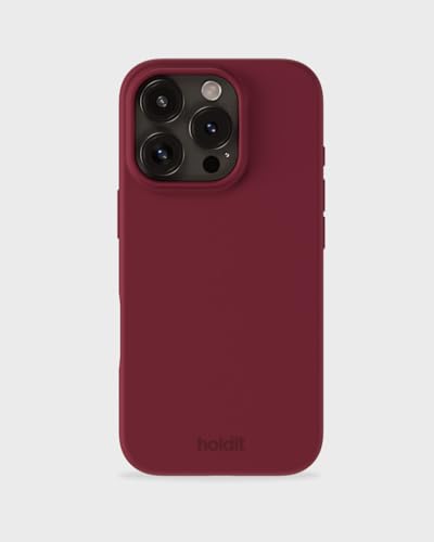 holdit Silikonhülle iPhone 16 Pro - 0,8mm Ultra dünn Handyhülle Silikon - Trendy Slim Silicone case mit Voller Schutz (erhöhte Kante für Kameraschutz) - Red Velvet von holdit