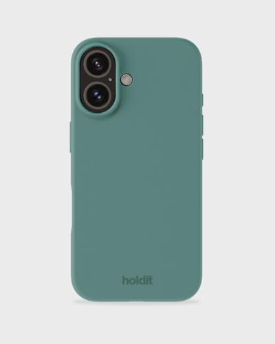 holdit Silikonhülle iPhone 16-0,8mm Ultra dünn Handyhülle Silikon - Trendy Slim Silicone case mit Voller Schutz (erhöhte Kante für Kameraschutz) - Moss Green von holdit