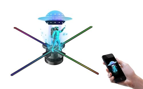 Hologramm Projektor,56cm 3D Holographischer Anzeigen Fan,3D Display Fan,Holographic Bilder Fan Messer 16g FüR WiFi, Mit 576Led Lampen Einkaufszentren,Weihnachten Halloween von holofan