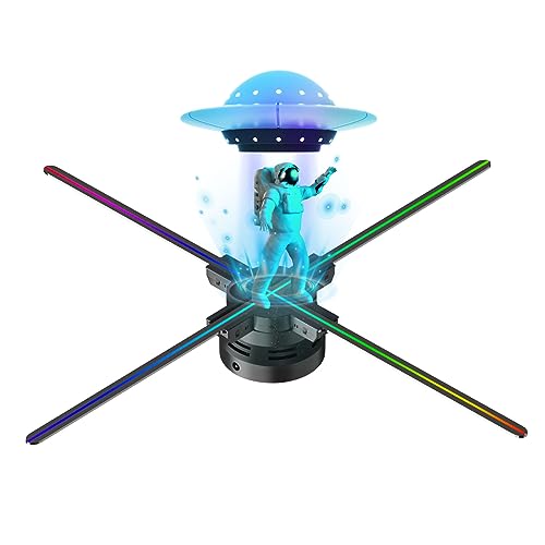 Hologramm Projektor,70cm 3D Holographischer Anzeigen Fan,3D Display Fan,Holographic Bilder Fan Messer 16g FüR WiFi, Mit 832Led Lampen Einkaufszentren,Weihnachten Halloween von holofan