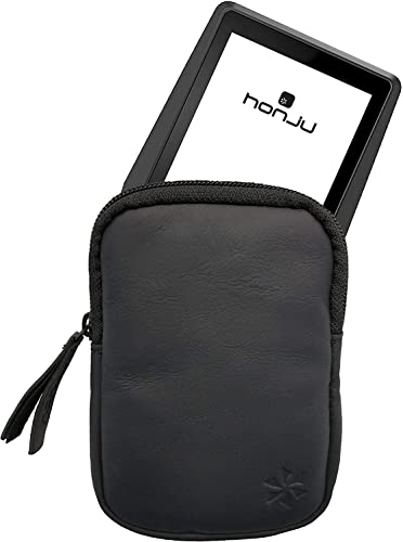 honju Bike Echtledertasche für Bosch Nyon 2 (2021/2022) E-Bike / Pedelec (Displayschutz, Innentasche für Schlüssel, Schutz vor Kratzern & Schmutz), schwarz von honju