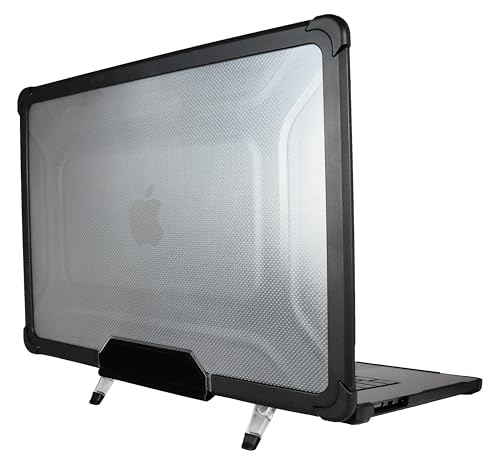 honju FIT Kickstand Case kompatibel mit Apple MacBook Air M2 / MacBook Air M3 (15 Zoll) Hülle [Klappbare Standfüße, Fallschutz nach Militärstandard, Lüftungsschlitze] schwarz / transparent von honju