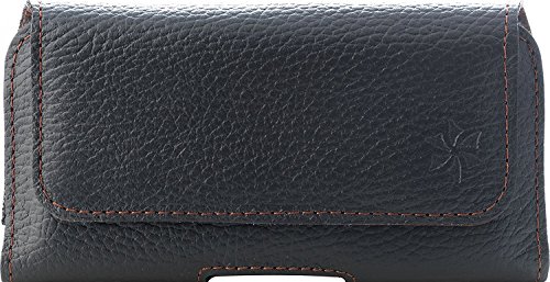 honju Horizon Echtleder Gürteltasche Etui Hülle für Apple iPhone 14/14 Pro / 13/13 Pro / 13 Mini / 12/12 Pro / 12 Mini/SE (2022) [Gürtelschlaufe, Rindsleder, Magnetverschluss] schwarz von honju