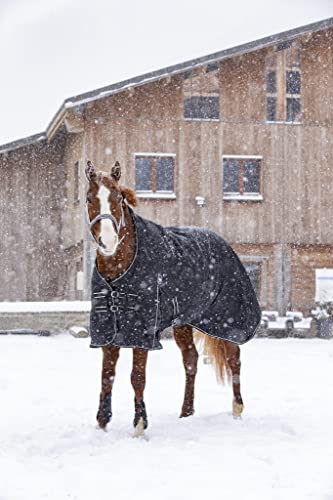 RIDING WORLD Oxford wasserdichte Decke mit Polar Fleece Futter, Rückenlänge 125 cm, schwarz von horizont