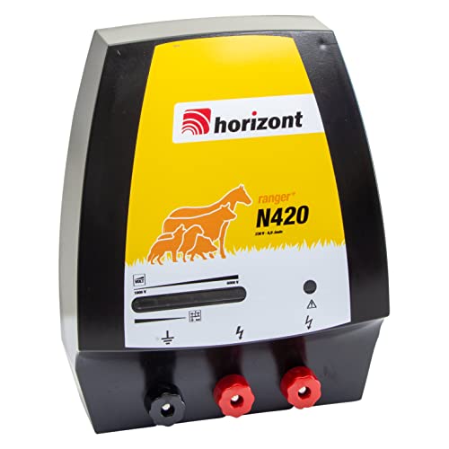 horizont Weidezaungerät 230V 6 J - ranger N420 - optimal für Pferde oder Rinder, Elektro Weidezaun, Weidezaun elektrisch, mit zwei Zaunausgängen, für große Zaunanlagen von horizont
