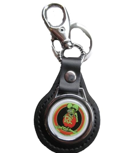 hotrodspirit - Schlüsselanhänger Rat Fink Logo rund aus Kunstleder und Metall von hotrodspirit