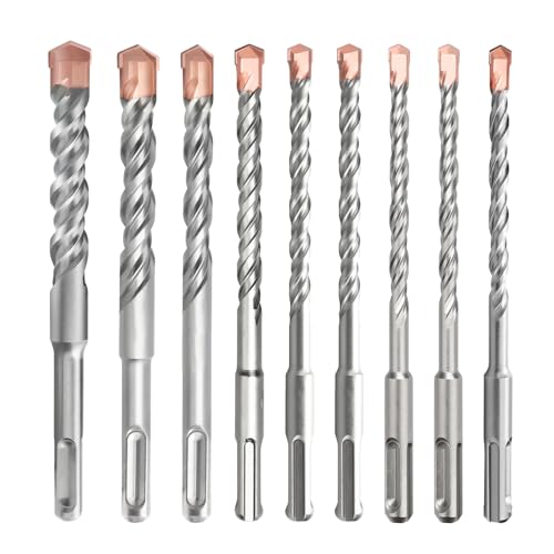 hsawbit 9-teilige SDS-Plus-Bohrer (5 mm-16 mm), SDS-Steinbohrer, Hammerbohrer für Beton, Ziegel, Zement, Stein und Mauerwerk von hsawbit