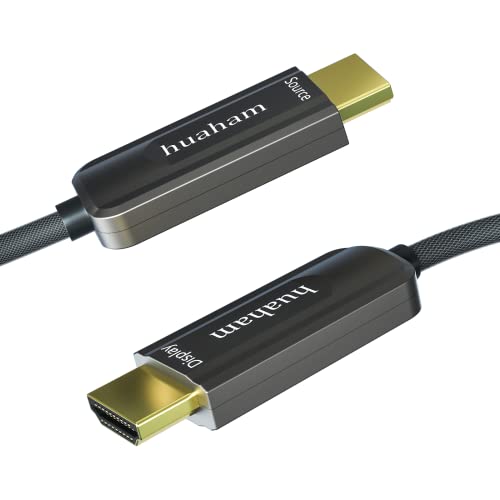 4K Glasfaser HDMI 2.0 Kabel 12m, geflochtener Nylon 4K HDMI Kabel Ultra hohe Geschwindigkeit 18 Gbit/s, Unterstützung 4K60Hz HDR, ARC kompatibler PS5 Xbox Apple TV Sony LG Samsung von huaham