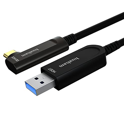 huaham Abgewinkelt Glasfaser USB A zu USB C Kabel 10m Langstreckenübertragung Schlankes USB 3.1 Kabel, AOC 10Gbps Ultra High Speed USB Kabel für VR, Xbox 360, Laptop usw von huaham