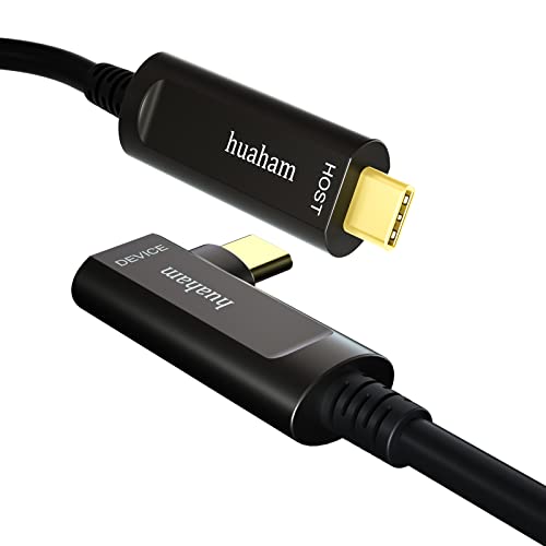 huaham Abgewinkelt Glasfaser USB C zu USB C Kabel 15m Langstreckenübertragung Schlankes USB 3.1 Kabel, AOC 10Gbps Ultra High Speed USB Kabel für VR, Xbox 360, Laptop usw von huaham