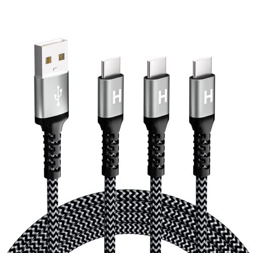 huaham USB A bis USB C -Kabel[3pack, 1m 1,8 m und 3M] 3.1A Typ C Ladegerät Fast Ladekabel, langlebiger Nylon geflochtenes USB -C -Ladekabel, das mit Galaxy LG kompatibel ist von huaham