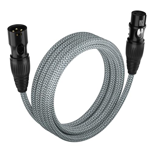 huaham XLR -Kabel 3M, Mikrofonkabel Nylon geflochtenes XLR -Mann bis weiblich ausbalanciert 3 Pin XLR -Mikrofonkabel, das mit Mixer, Aufnahmestudio, Lautsprechersystemen von huaham