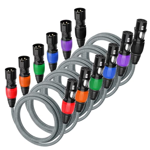 huaham XLR Kabel 6Pack 1m, Mikrofonkabel Nylon geflochtene XLR Stecker auf Weiblich Balancierte 3-PIN Mikrofonkabel kompatibel mit Mixer, Aufnahmestudio, Lautsprechersystemen und mehr huaham XLR Kabel 6Pack 1m, Mikrofonkabel Nylon geflochtene XLR Stecker auf Weiblich Balancierte 3-PIN Mikrofonkabel kompatibel mit Mixer, Aufnahmestudio, Lautsprechersystemen und mehr von huaham
