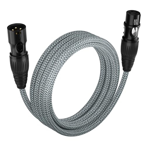 huaham XLR -Kabel 8m, Mikrofonkabel Nylon geflochtenes XLR -Mann bis weiblich ausbalanciert 3 Pin XLR -Mikrofonkabel, das mit Mixer, Aufnahmestudio, Lautsprechersystemen von huaham