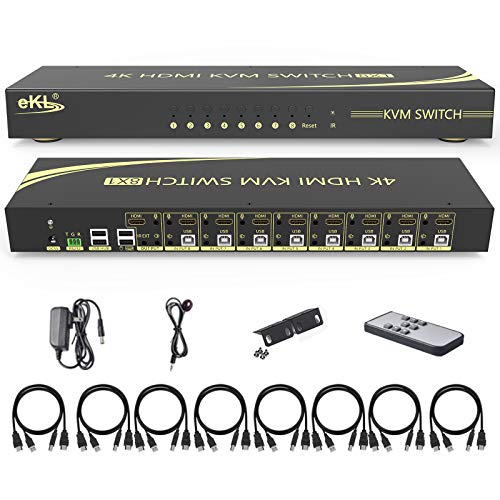 Huasion KVM Switch 8 Port HDMI 2.0 KVM Switch Supports Hotkeys Switching 4K@60Hz 4:4:4 1080p 3D 8 in 1 Out 8 PC Share with One Set of Keyboard and Mouse von huasion